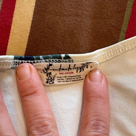 Free People fp Intimately Printed Square Eyes Ivory Floral Print Bodysuit - Picture 7 of 7